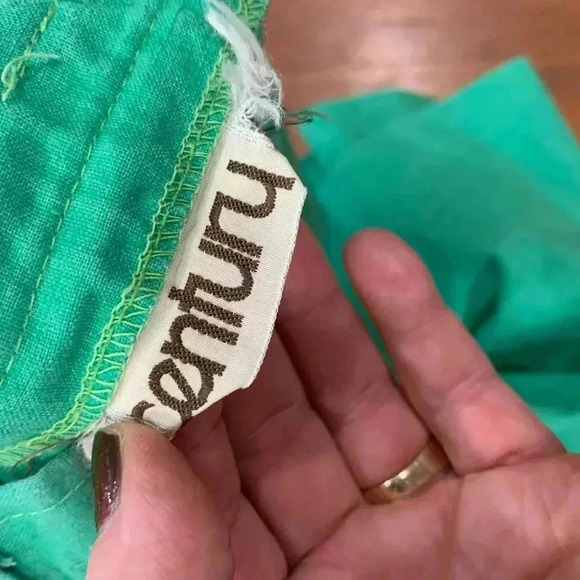 Vintage 1970's green cotton button front with pockets  A-line Skirt - Picture 8 of 9